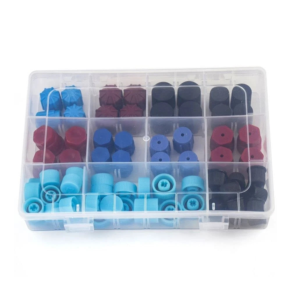 77PCs Car Auto R134a AC A/C System Valve Core Dust Caps Set Air Seal Air Cond...
