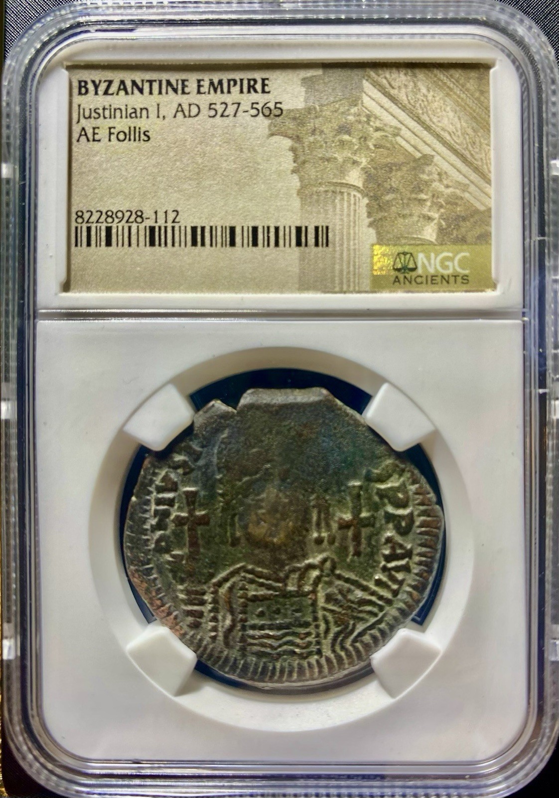 Large Byzantine Coin 527-565 AD Justinian I NGC Certified Ancient Follis Genuine