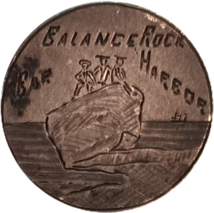 Pictorial Love Token Souvenir Pin Balance Rock Bar Harbor Sailor Kids Children