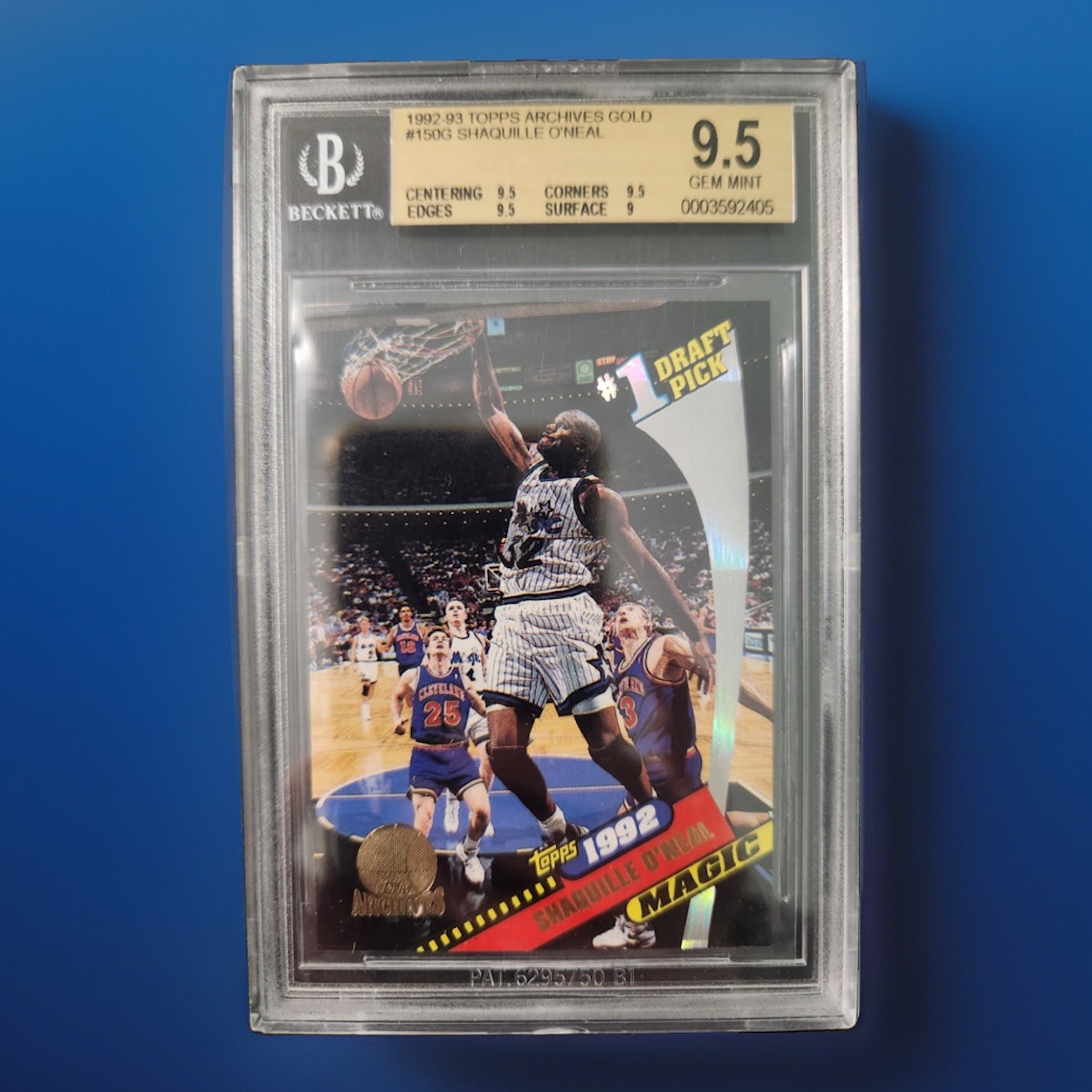 Shaquille Oneal 1992-93 Topps Archives GOLD draft pick #150G BGS 9.5 GEM Shaquille Oneal 1992-93 Topps Archives GOLD draft pick #150G BGS 9.5 GEM