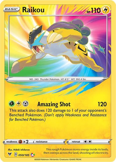 Raikou 050/185 Amazing Rare Holo from SWSH04: Vivid Voltage in NM condition