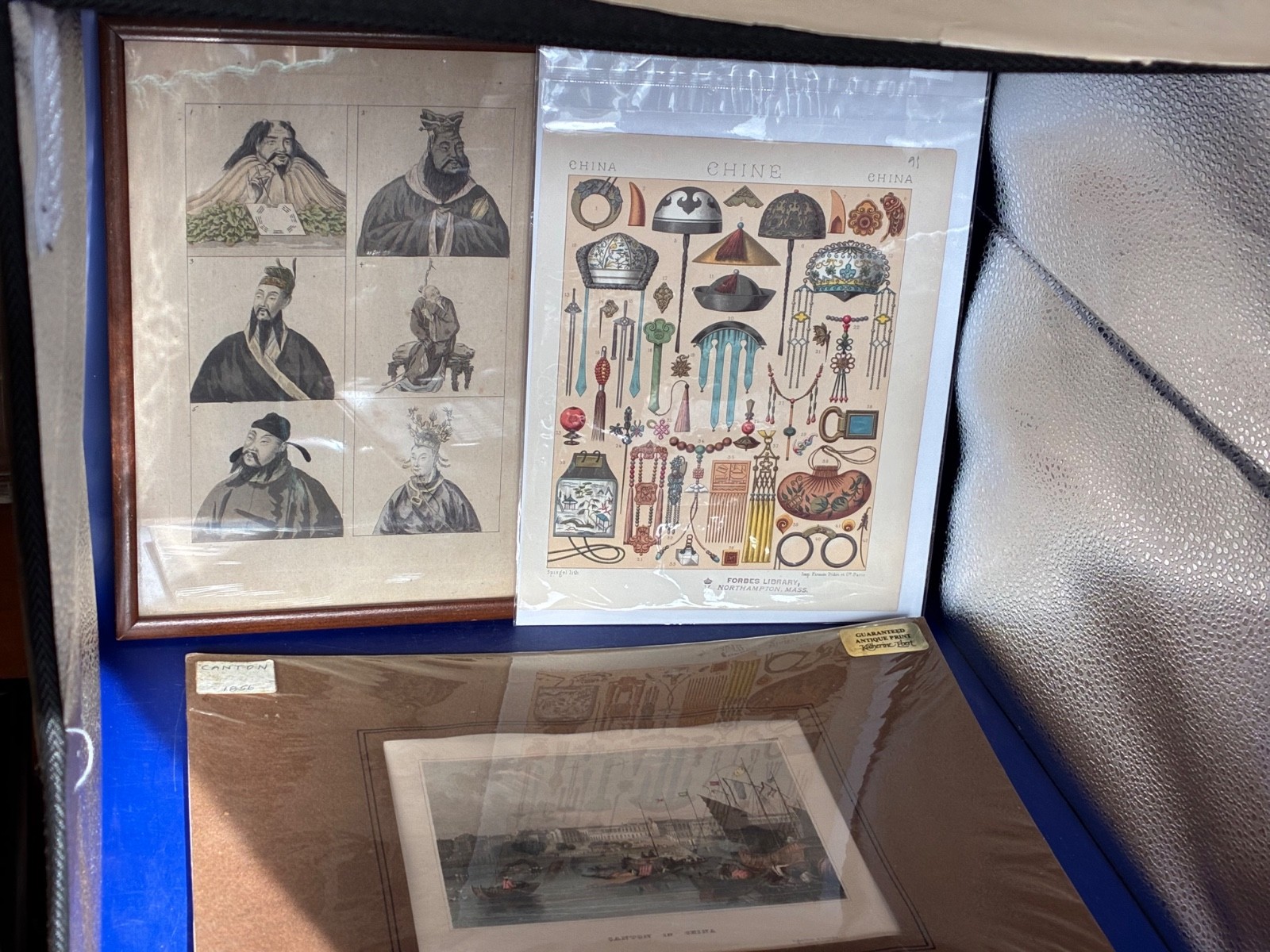 Three Antique Chinese Theme Prints - 1850s to 1880s Three Antique Chinese Theme Prints - 1850s to 1880s
