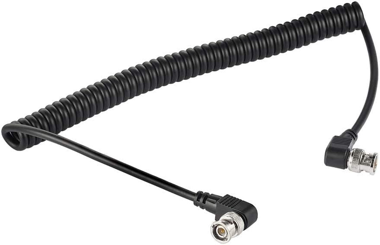 Superbat 3G/HD SDI Cable Coiled BNC Cable 3Ft 75 Ohm Right Angle BNC Jumper