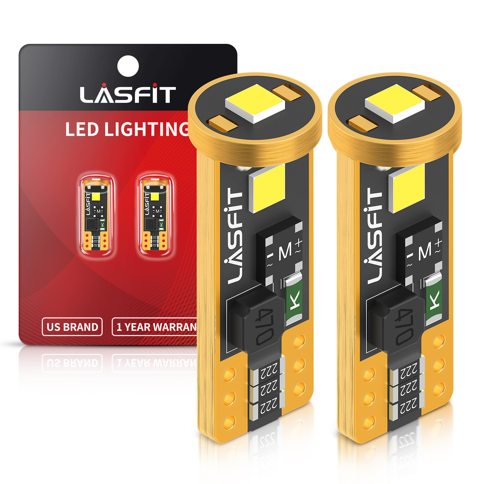 2X LASFIT T10 2825 194 168 License Plate Map Light LED White Light Canbus Bulb