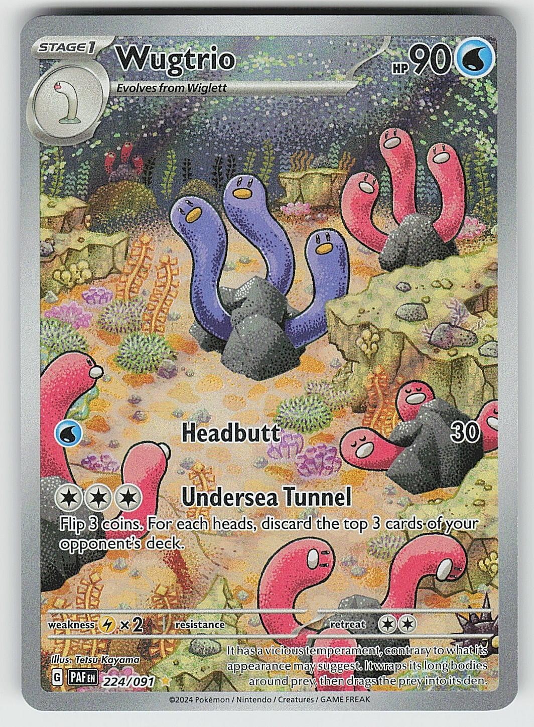 Wugtrio 224/091 Illustration Rare Paldean Fates Pokemon Holo NM
