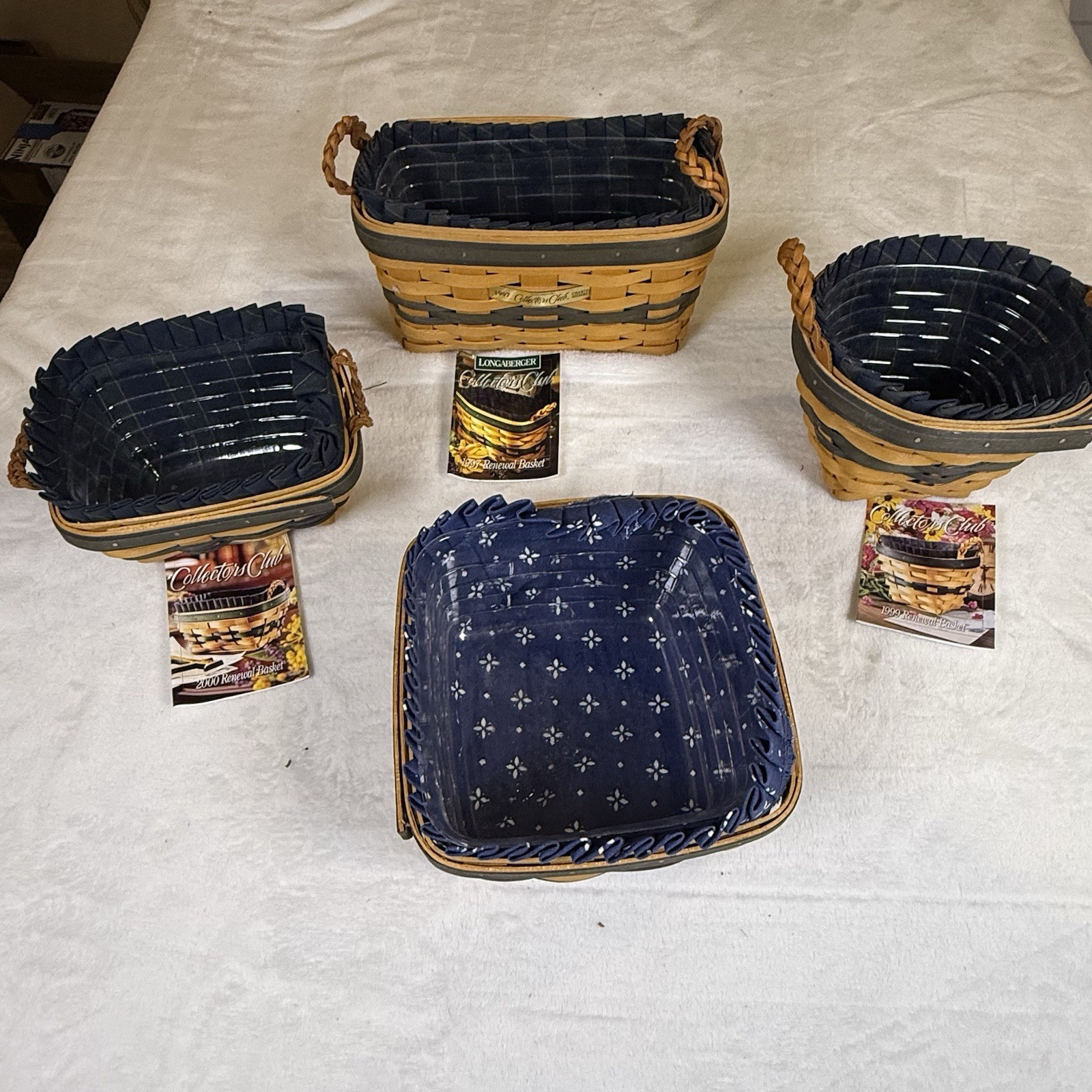 Longaberger Collectors Club Renewal Basket Lot 4 1997 1999 2000 Liners Cards Longaberger Collectors Club Renewal Basket Lot 4 1997 1999 2000 Liners Cards