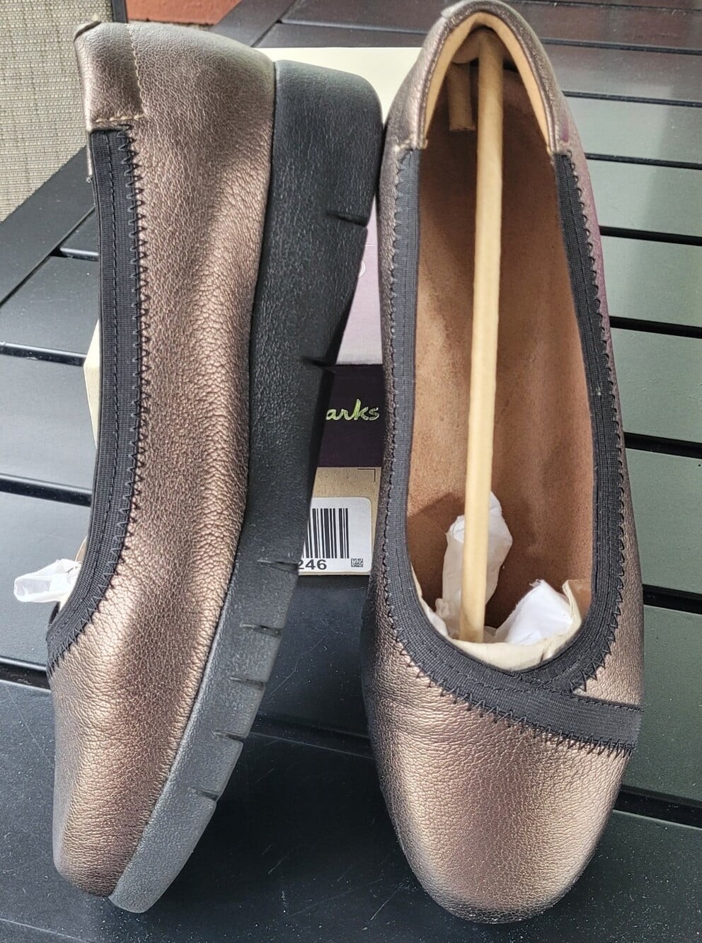 Clarks Metallic Bronze Slip-On Flats Clarks Metallic Bronze Slip-On Flats