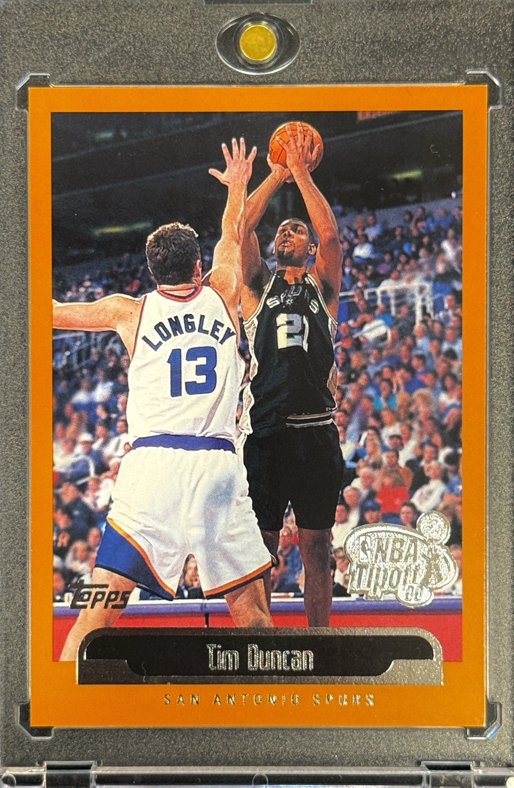 TIM DUNCAN RARE 1999 ORANGE BORDER TOPPS NBA TIPOFF INVESTMENT CARD SPURS MINT