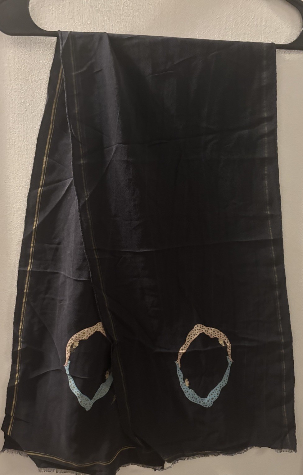 Vintage Erte Silk Connecting Figures Scarf Carry Back LTD