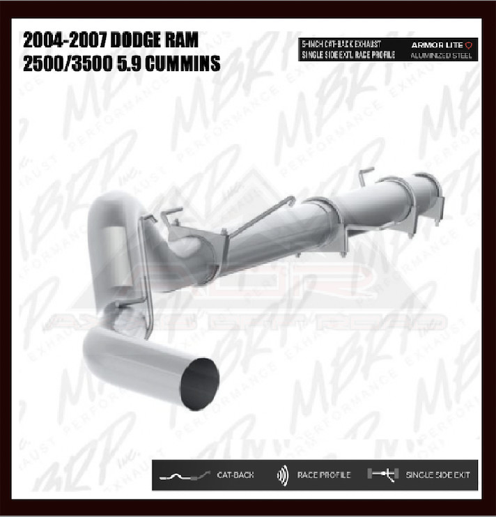 MBRP 5\'\' Cat-Back Exhaust Single Exit For 04-07 Dodge Ram 2500/3500 5.9L Cummins