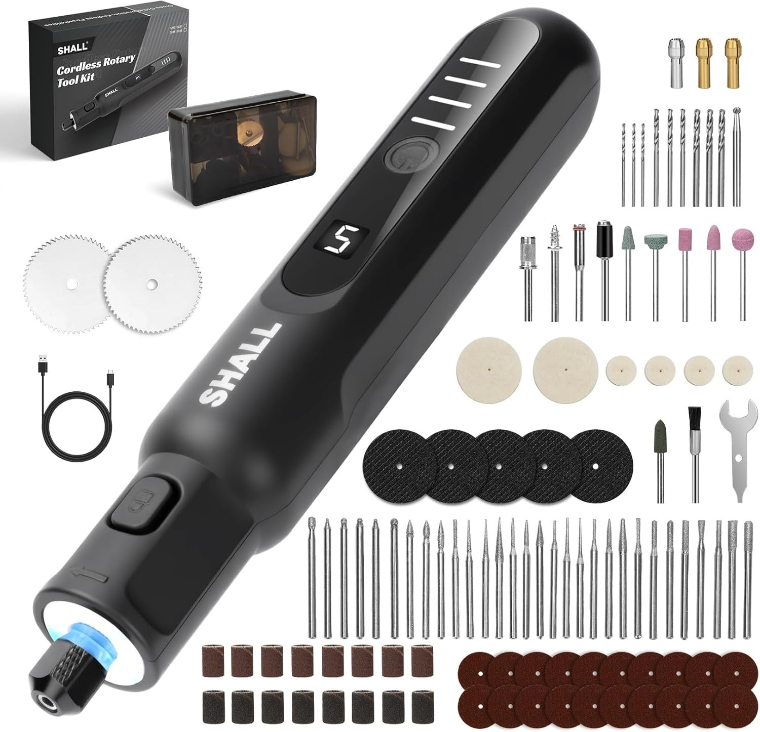 Cordless Rotary Tool Kit, 3.7V Mini Rotary Tool with 5 Speed and 104 Accessories