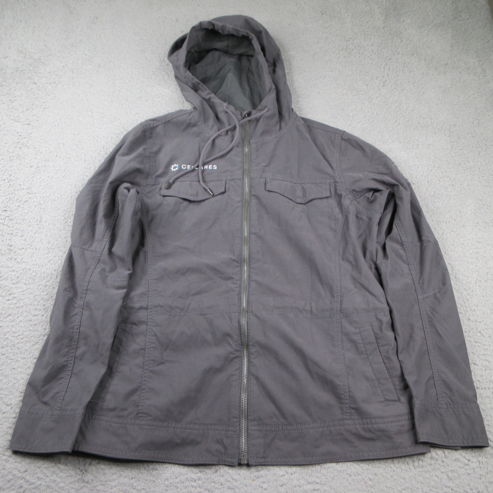 Kuhl Stryka Jacket Womens Medium Gray Twill Full Zip Hooded Outdoors 2141