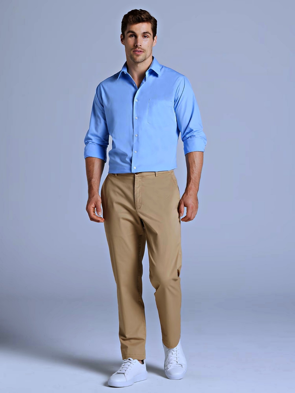 NWT Van Heusen Men\'s Cameo Blue Dress Shirt Wrinkle Free 15.5 M 32/33