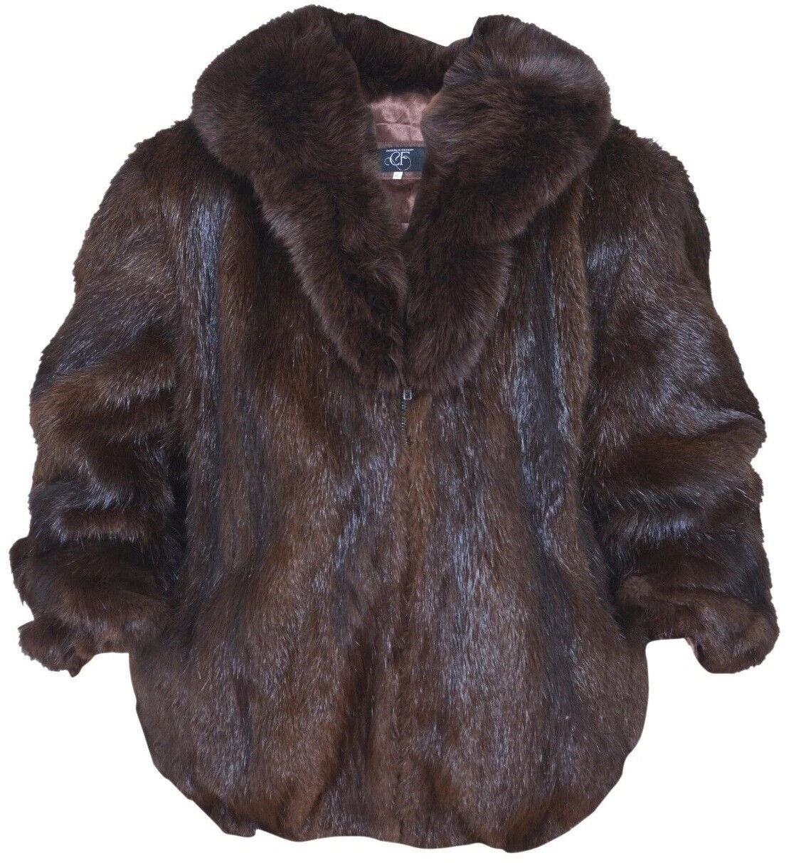 Men\'s Genuine Nutria Fur Bomber Jacket Real Fox Fur Collar Luxury Winter Coat