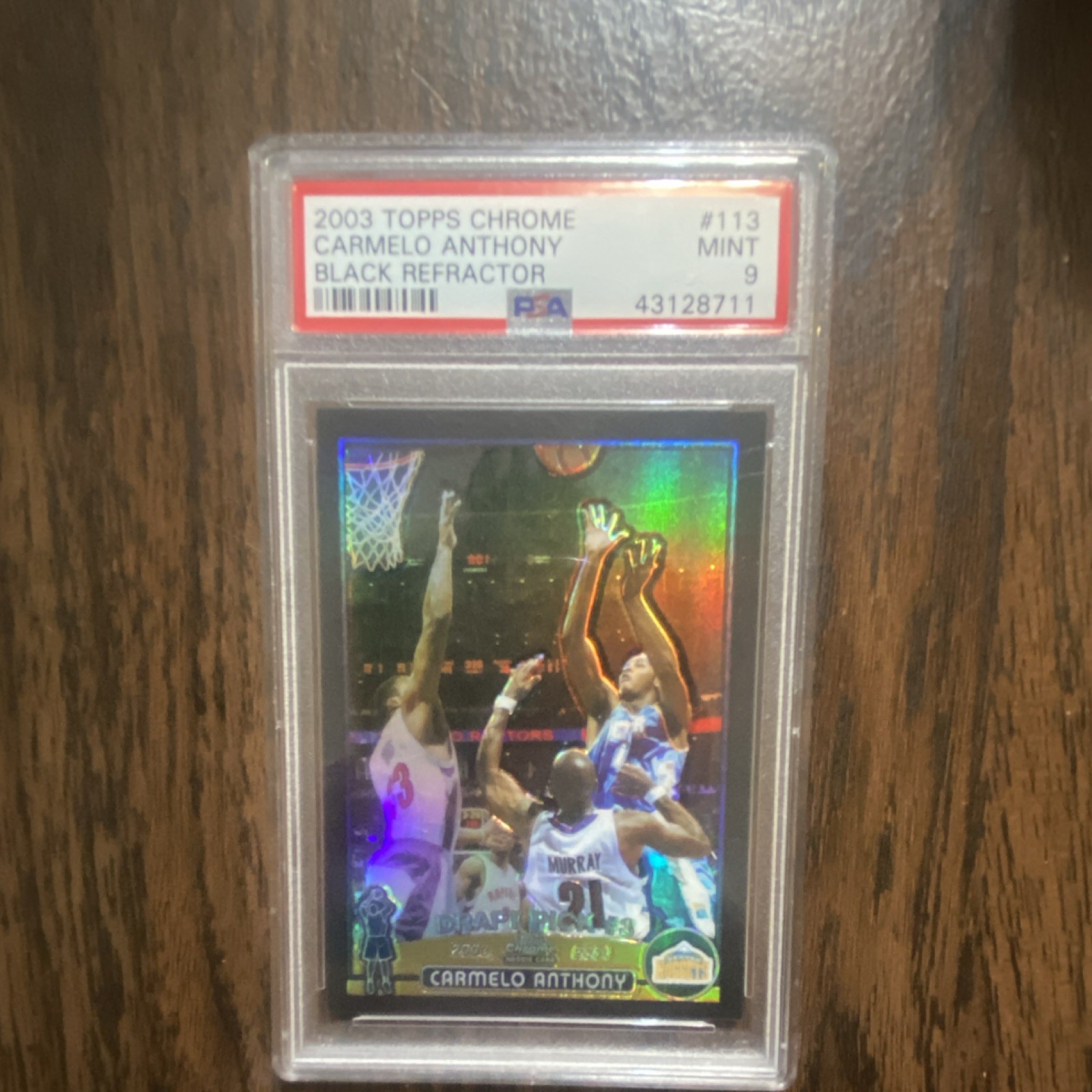 Topps 2003-04 Topps Chrome Carmelo Anthony RC Black Refractor /500 #113 PSA 9 Topps 2003-04 Topps Chrome Carmelo Anthony RC Black Refractor /500 #113 PSA 9