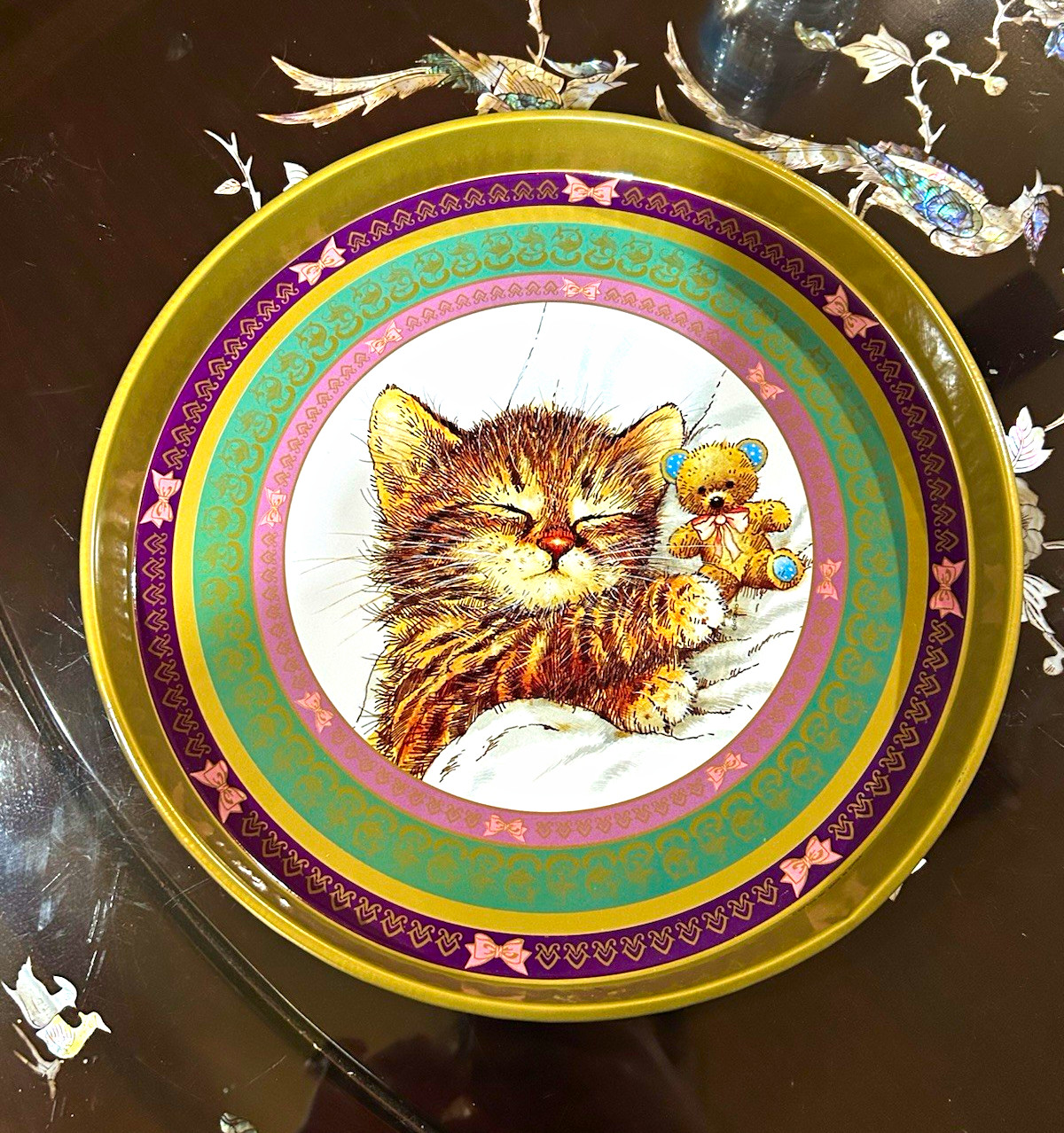Vintage 1993 Giordano Art Limited Kitten Tin Tray 12 Inches