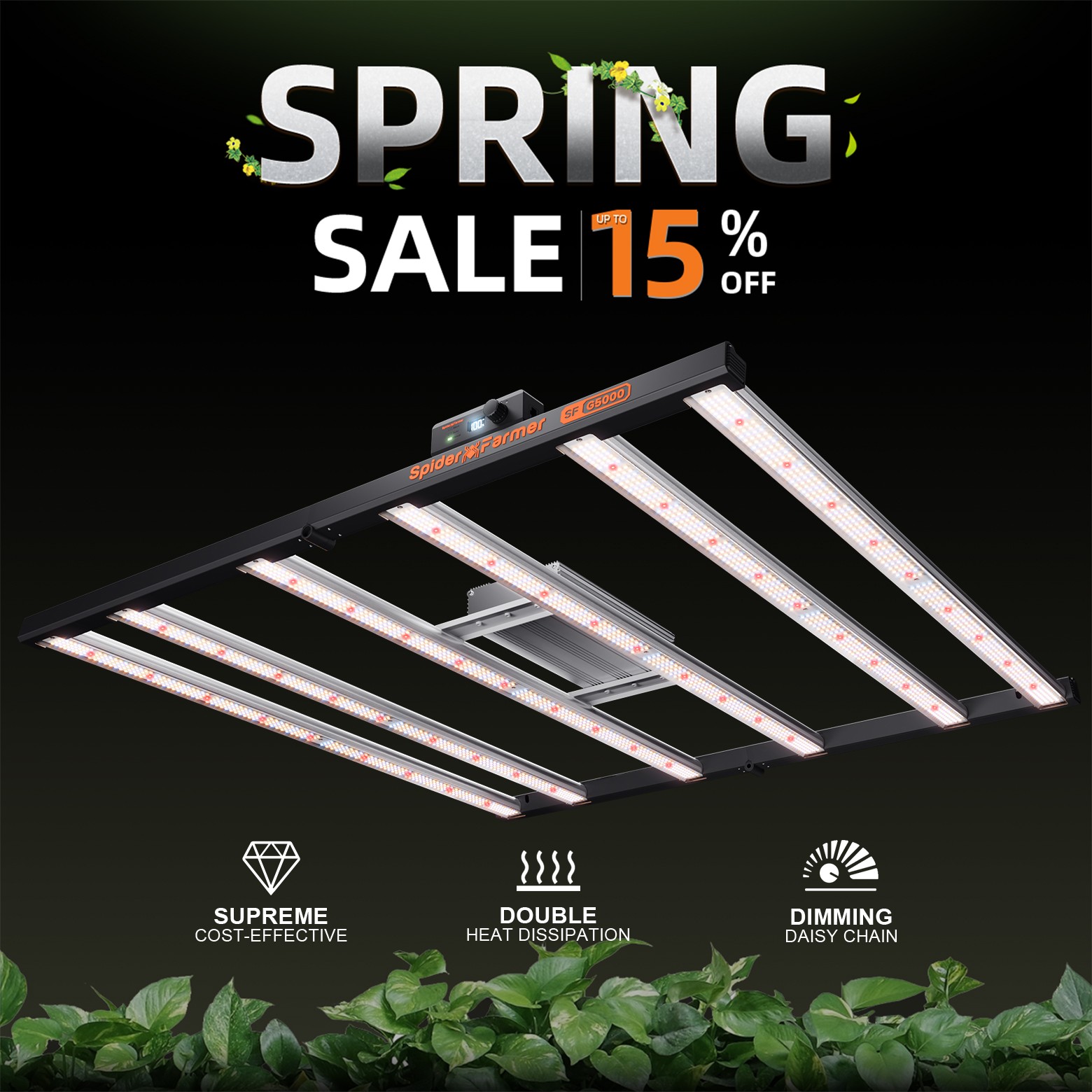 Spider Farmer G5000 LED Grow Light Full Spectrum Commercial Grow Indoor Plants Spider Farmer G5000 LED Grow Light Full Spectrum Commercial Grow Indoor Plants