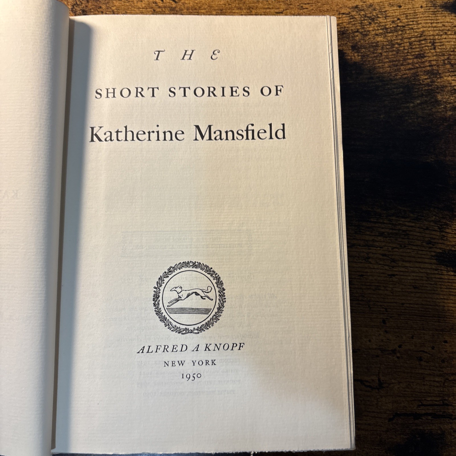 THE SHORT STORIES OF KATHERINE MANSFIELD 1950 ALFRED A KNOPF
