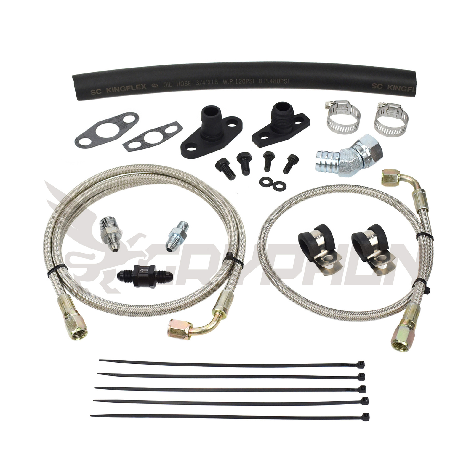 Turbo Oil Feed Return Line Kit 4G63 EVO 4 5 6 7 8 9 Precision PTE 5858 5862 6466