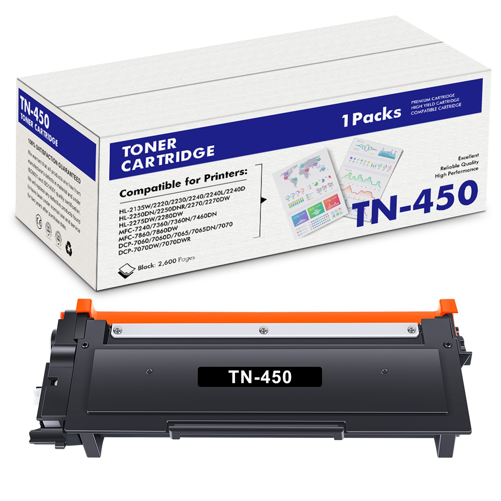 TN450 Toner Cartridge Replacement for Brother TN 450 TN420 Toner Black HL-2270DW