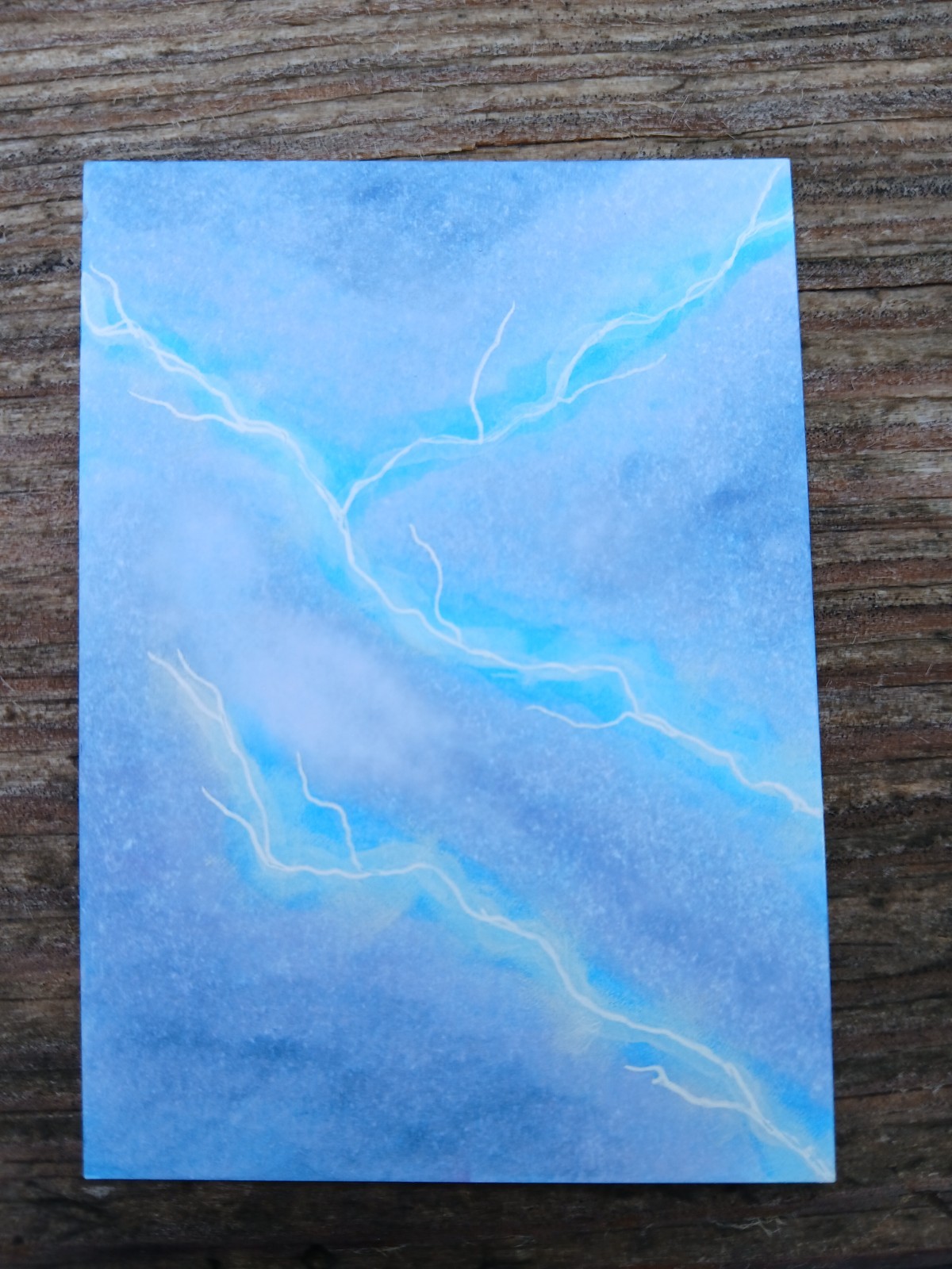 ACEO original-Mixed Media-3.5x2.5in-Lightening in the clouds-Series 5/5