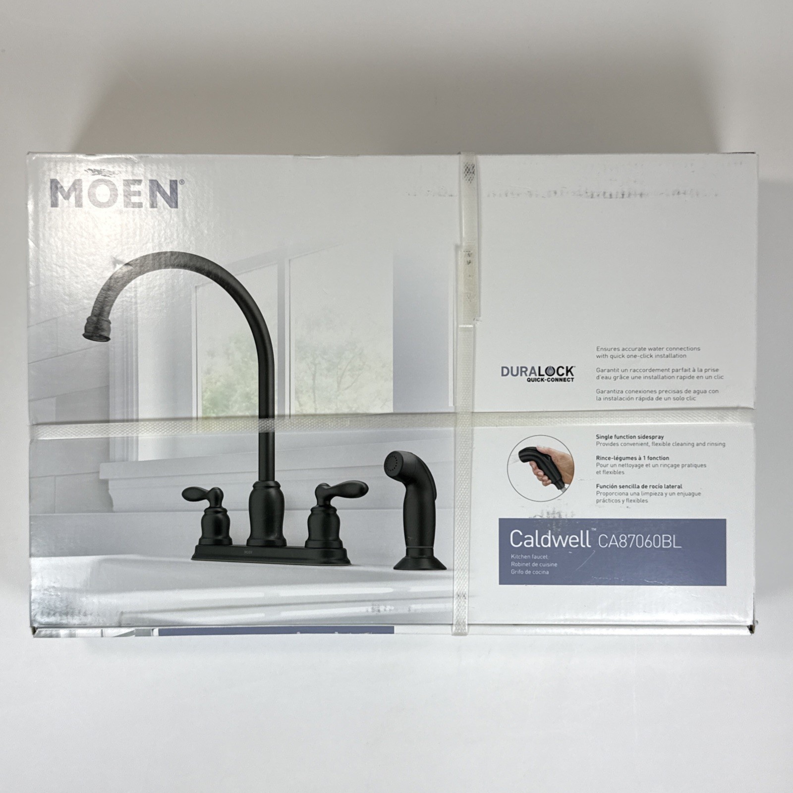 Moen Caldwell CA87060BL 2-Handle Kitchen Faucet w/ Side Sprayer in Matte Black