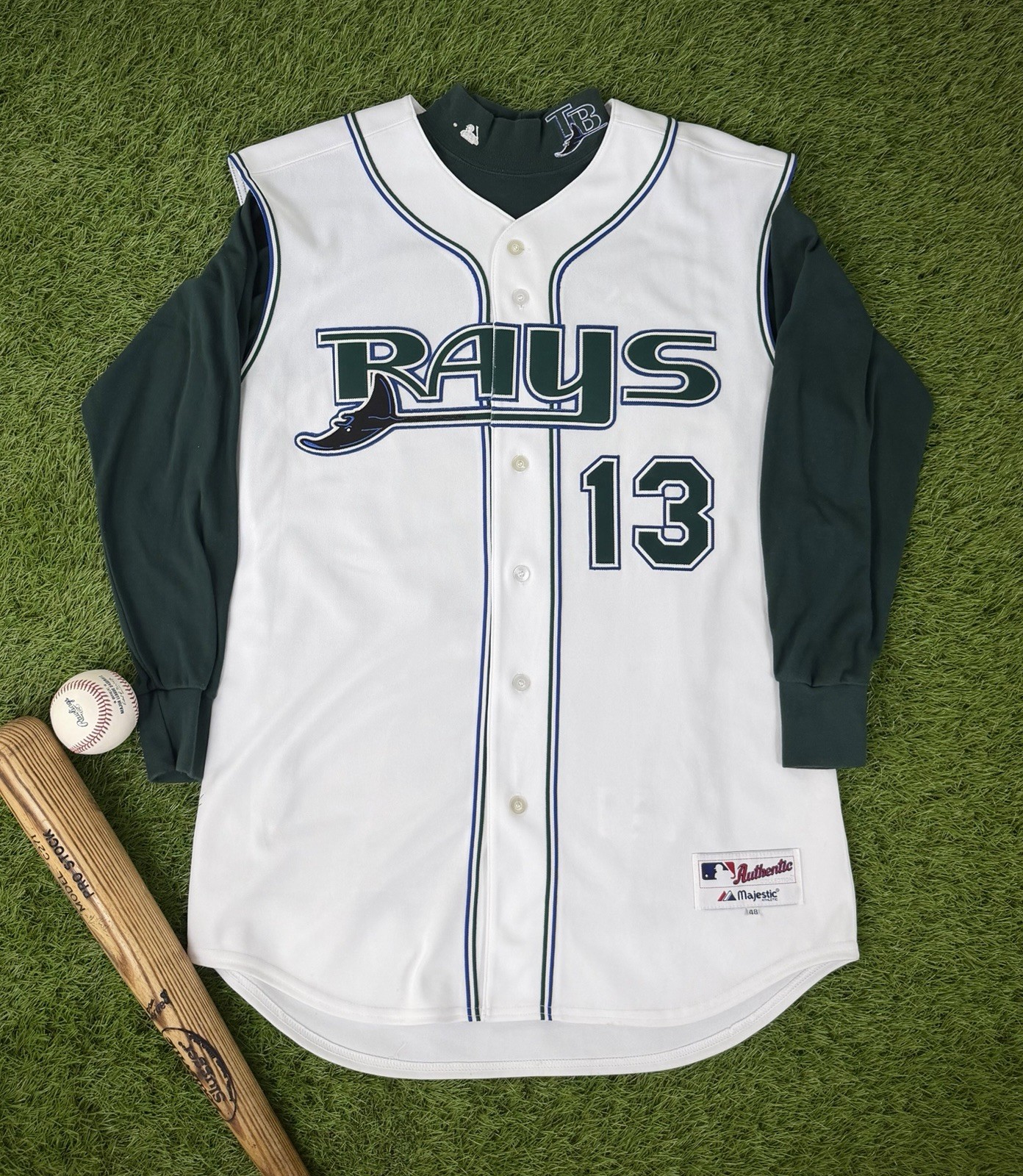 Carl Crawford Tampa Bay Devil Rays 2005 Vintage Authentic Vest & Undershirt 48