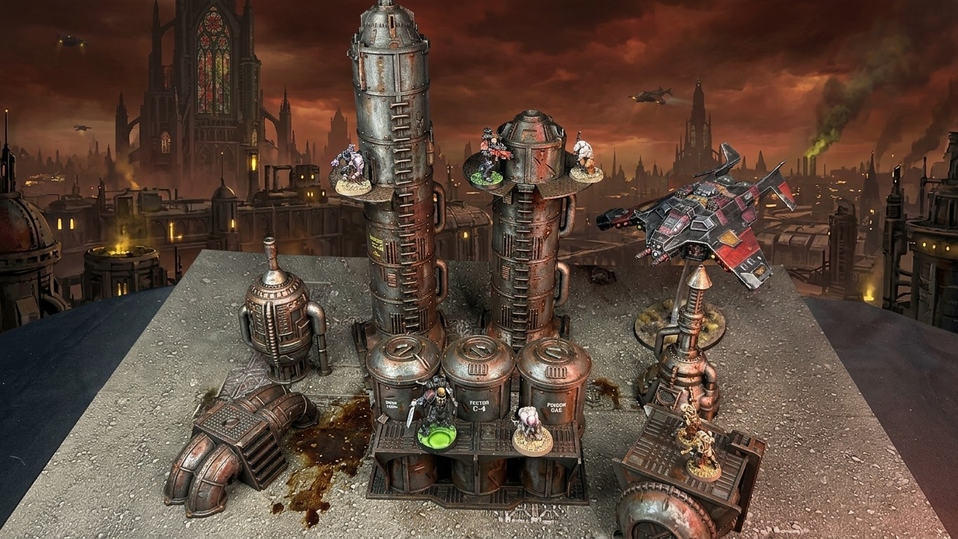 Wargaming Tabletop Scenery & Terrain - 14 pcs - Industrial Ruins/Towers - NEW Wargaming Tabletop Scenery & Terrain - 14 pcs - Industrial Ruins/Towers - NEW