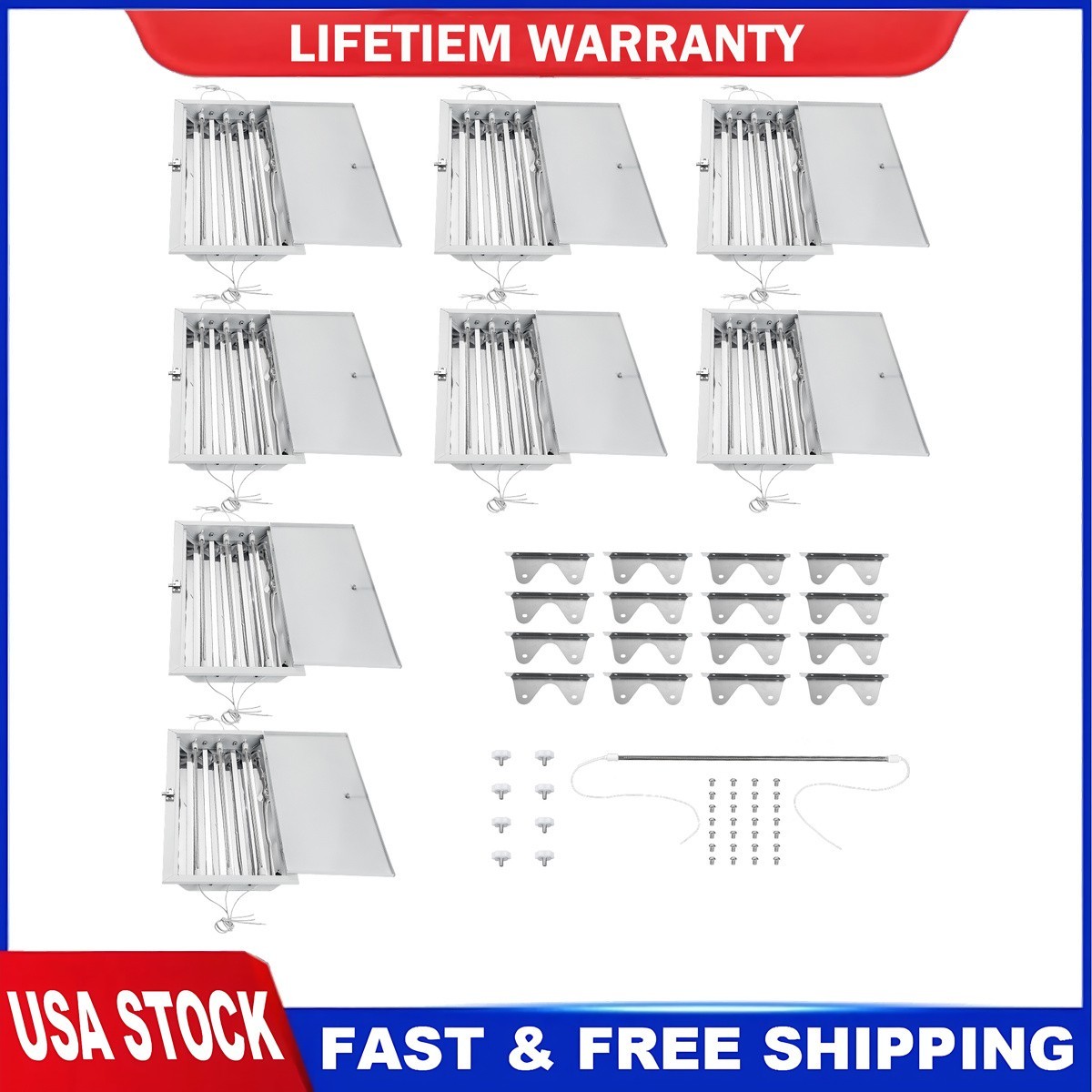 8 Sets 3KW 220V Spray/Baking Booth Infrared Paint Curing Lamps Heating Lights