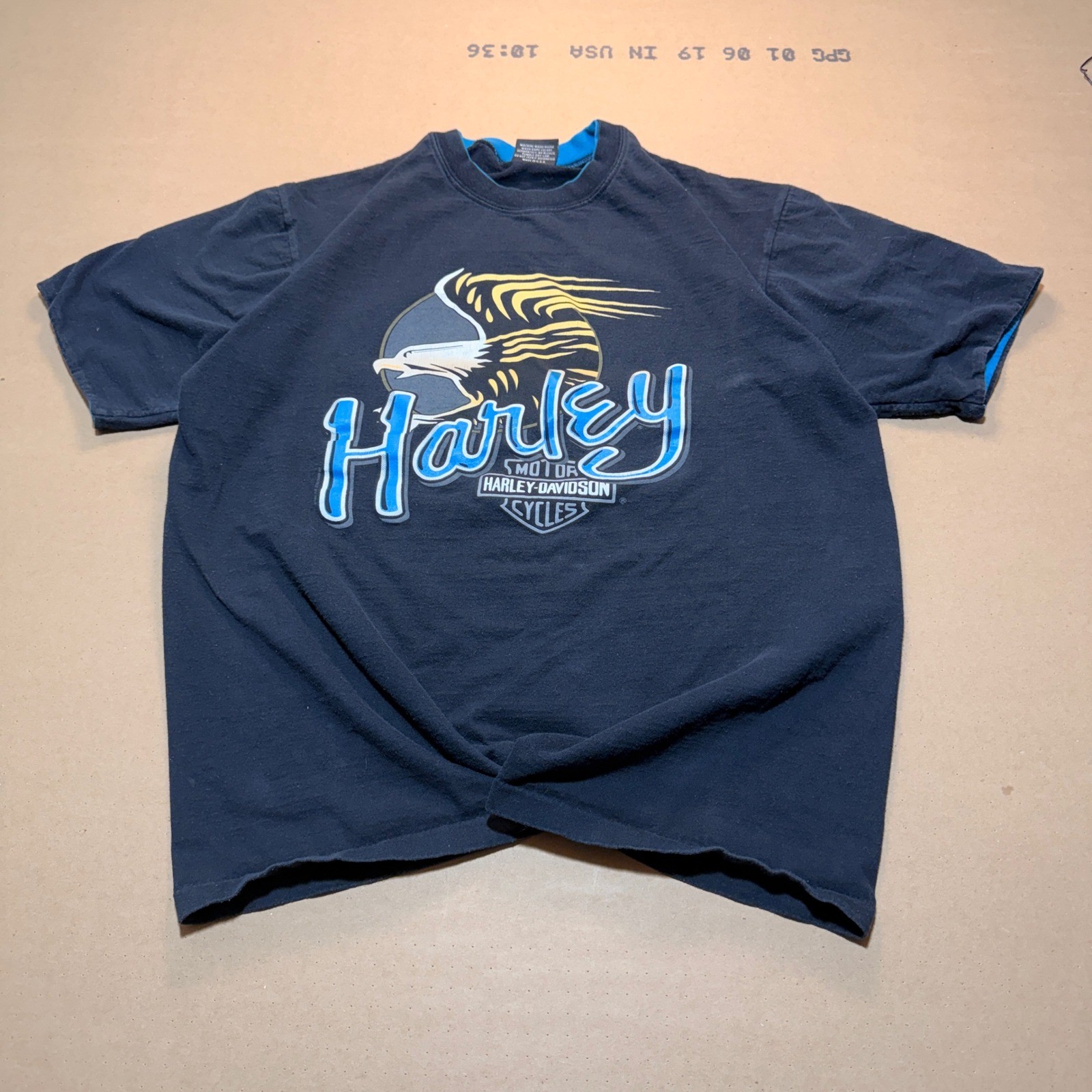 1992 Harley Davidson T-Shirt XL Black Good Vintage Eagle Stroud\'s Indiana 90s 1992 Harley Davidson T-Shirt XL Black Good Vintage Eagle Stroud\'s Indiana 90s