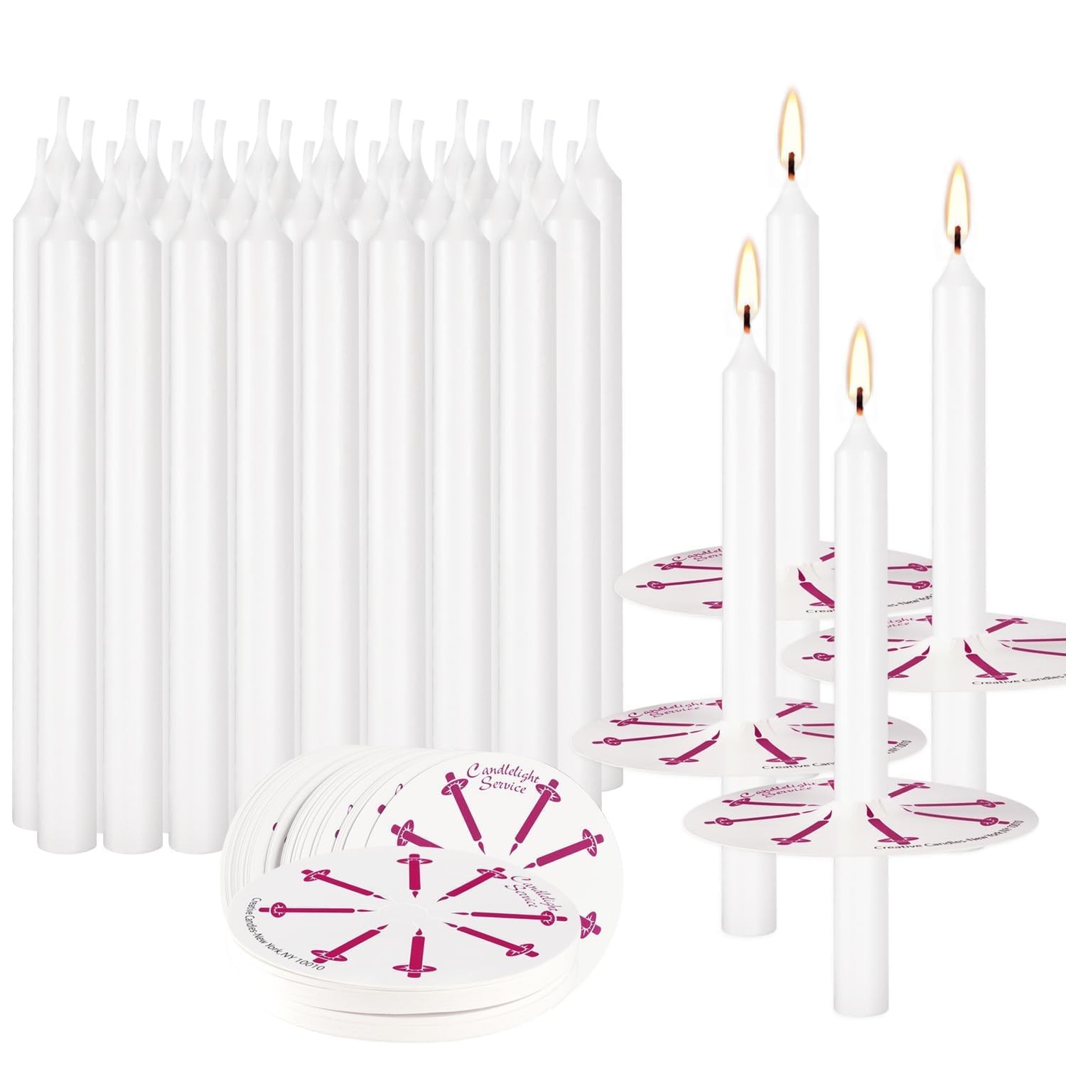 400 Pack White Taper Candles with Drip Guards & 400Pack, 400Pack-White-5inch 400 Pack White Taper Candles with Drip Guards & 400Pack, 400Pack-White-5inch