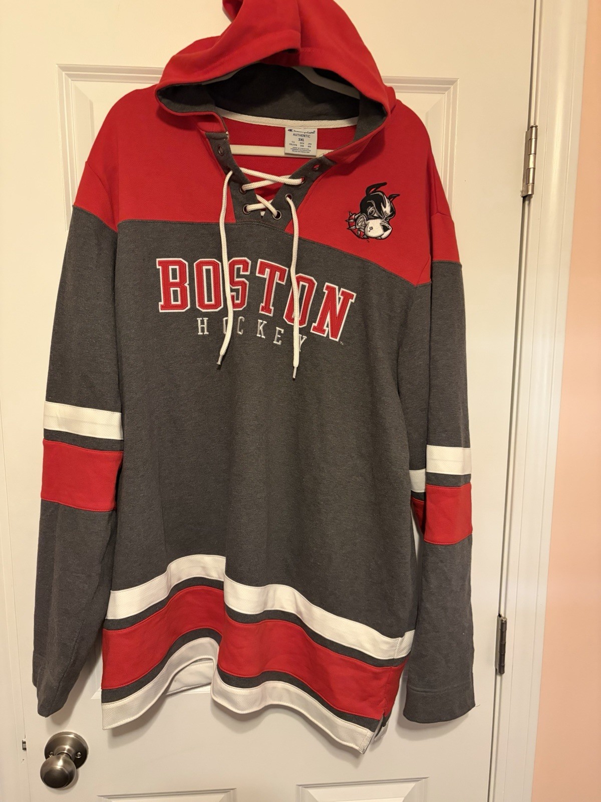 Men’s Champion Boston University Terriers Hockey Jersey Hoodie Size 3XL Men’s Champion Boston University Terriers Hockey Jersey Hoodie Size 3XL