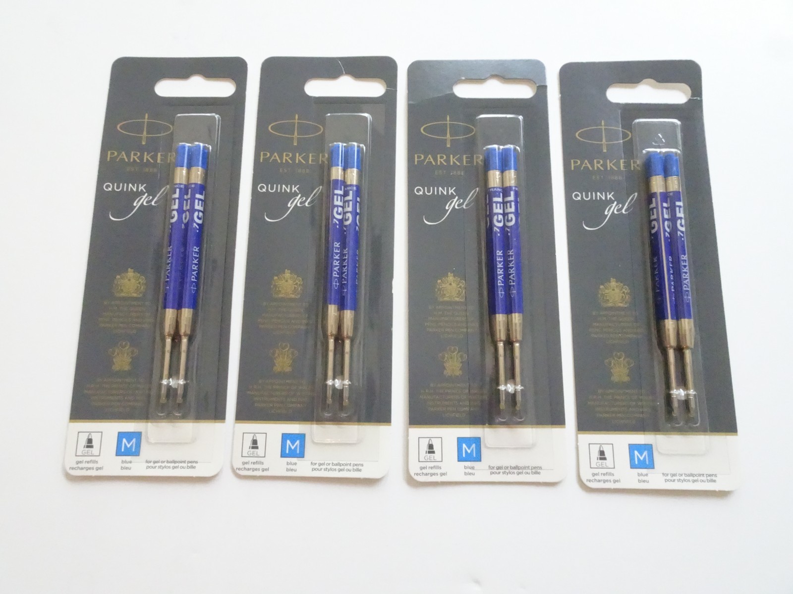 8 - Genuine PARKER QUINK GEL Ballpoint Pen Refills - BLUE .7mm - 4 Sealed Packs 8 - Genuine PARKER QUINK GEL Ballpoint Pen Refills - BLUE .7mm - 4 Sealed Packs