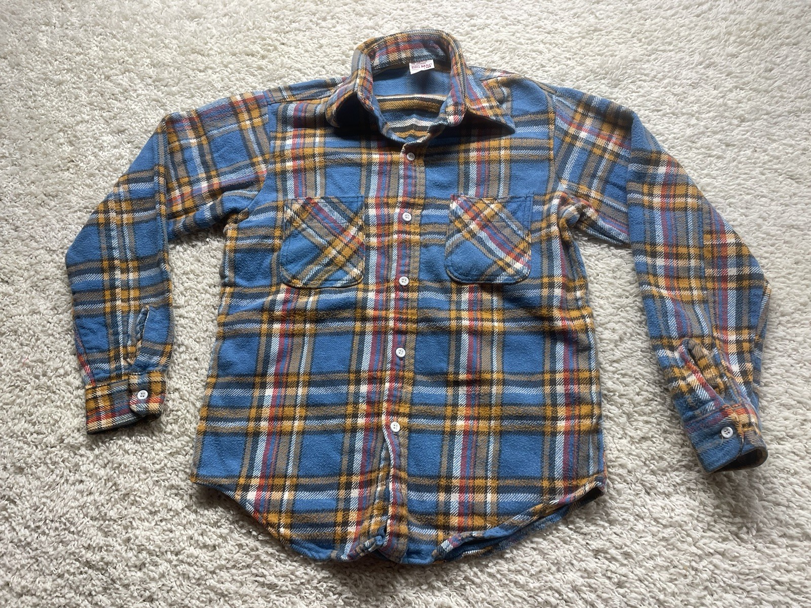 Vintage JC Penney\'s Big Mac Plaid Cotton Distressed Flannel Shirt Sanforized M