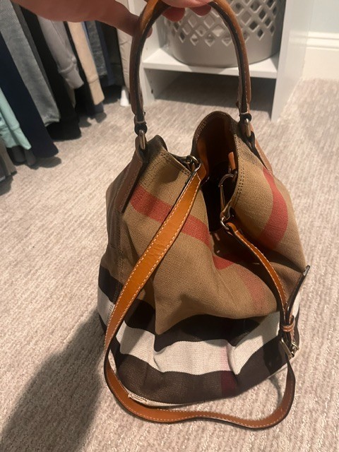 Authentic Burberry Check Canvas Bucket Bag & original dust bag