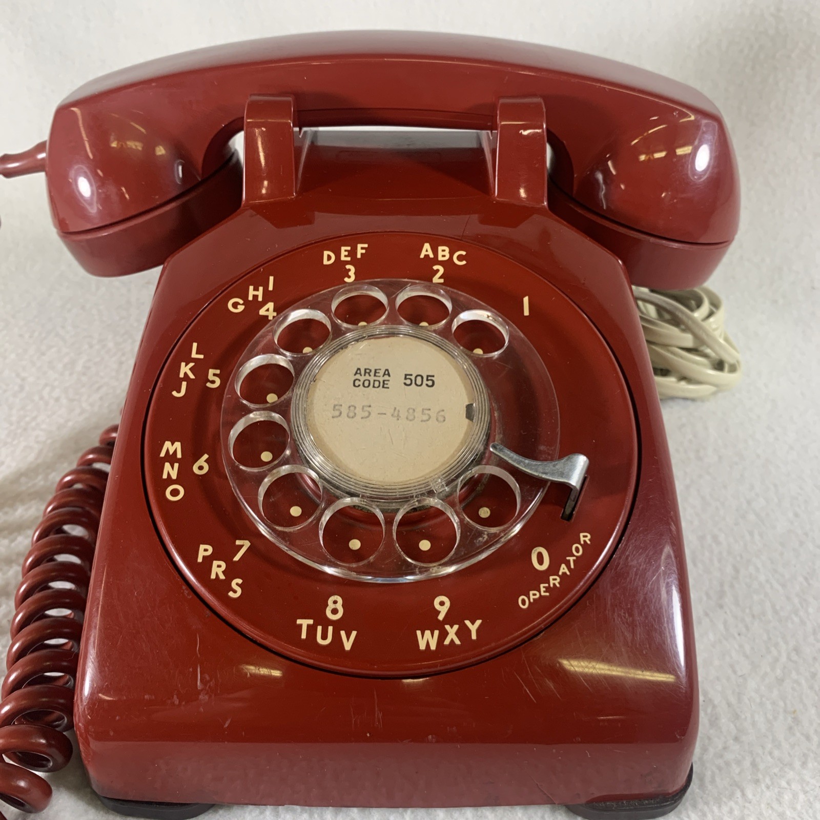 Vintage 1973 Bell System Western Electric Red Rotary Dial Desk Telephone Works