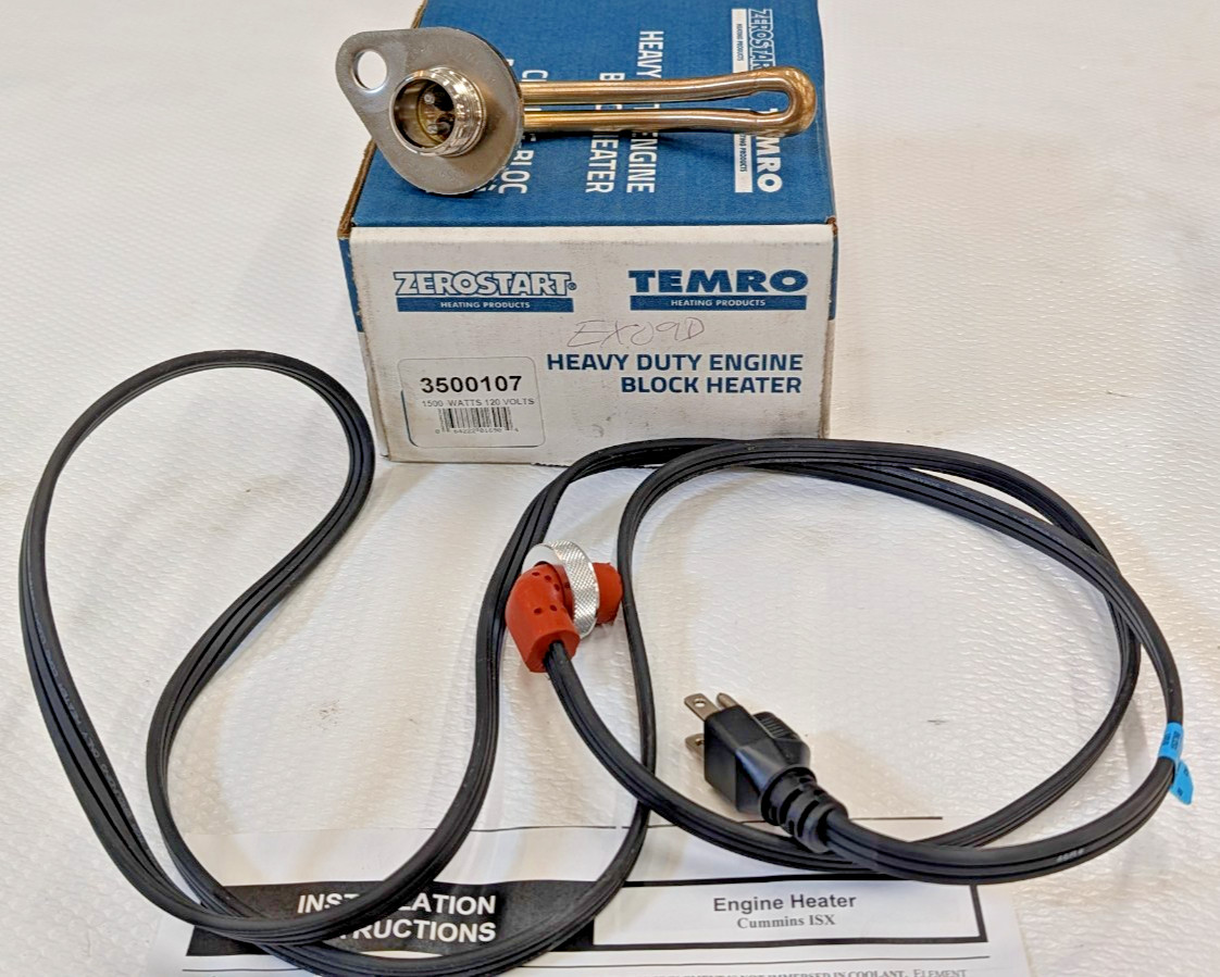 3500107 ZeroStart Cummins ISX QSX EPA08 Engine Block Heater 1500W 120V NEW