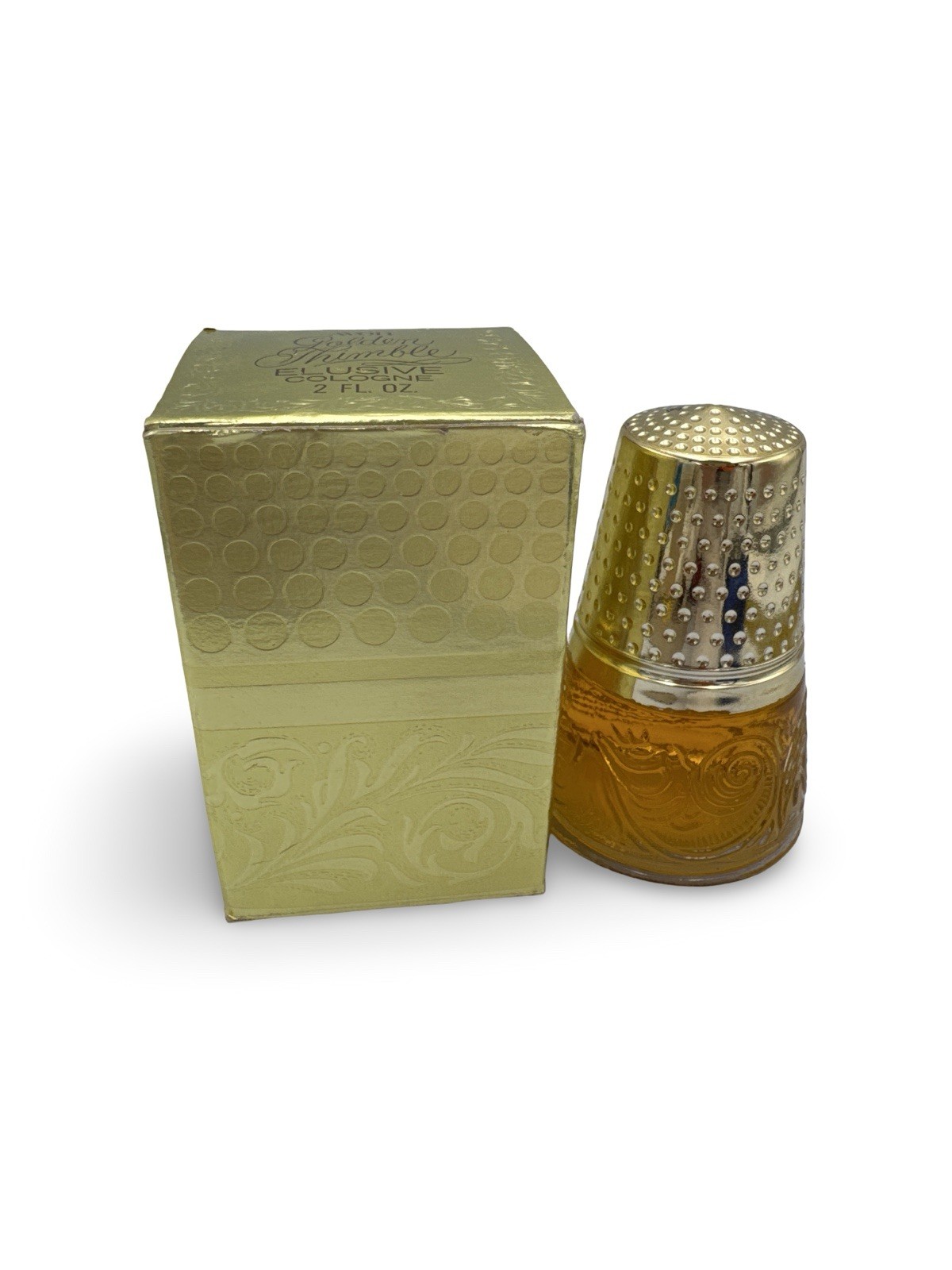 Vintage Avon Golden Thimble Elusive Cologne 2 oz Perfume 1970s Original Box