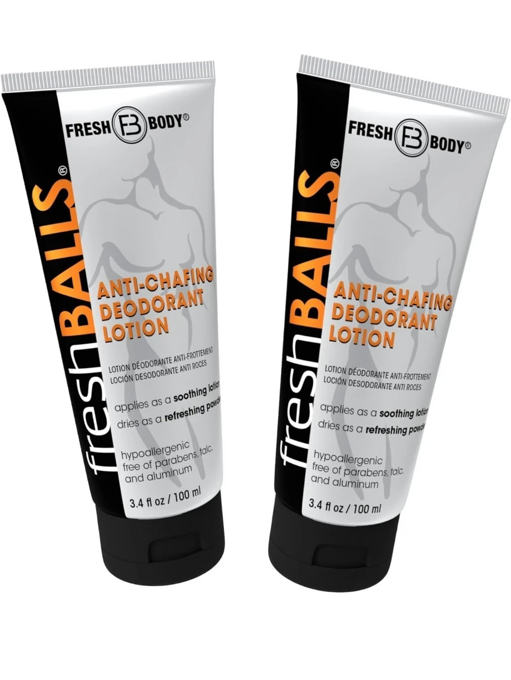 Fresh Balls 3.4 oz Anti Chafing Lotion to Powder Men Deodorant Cream Multi-Pack