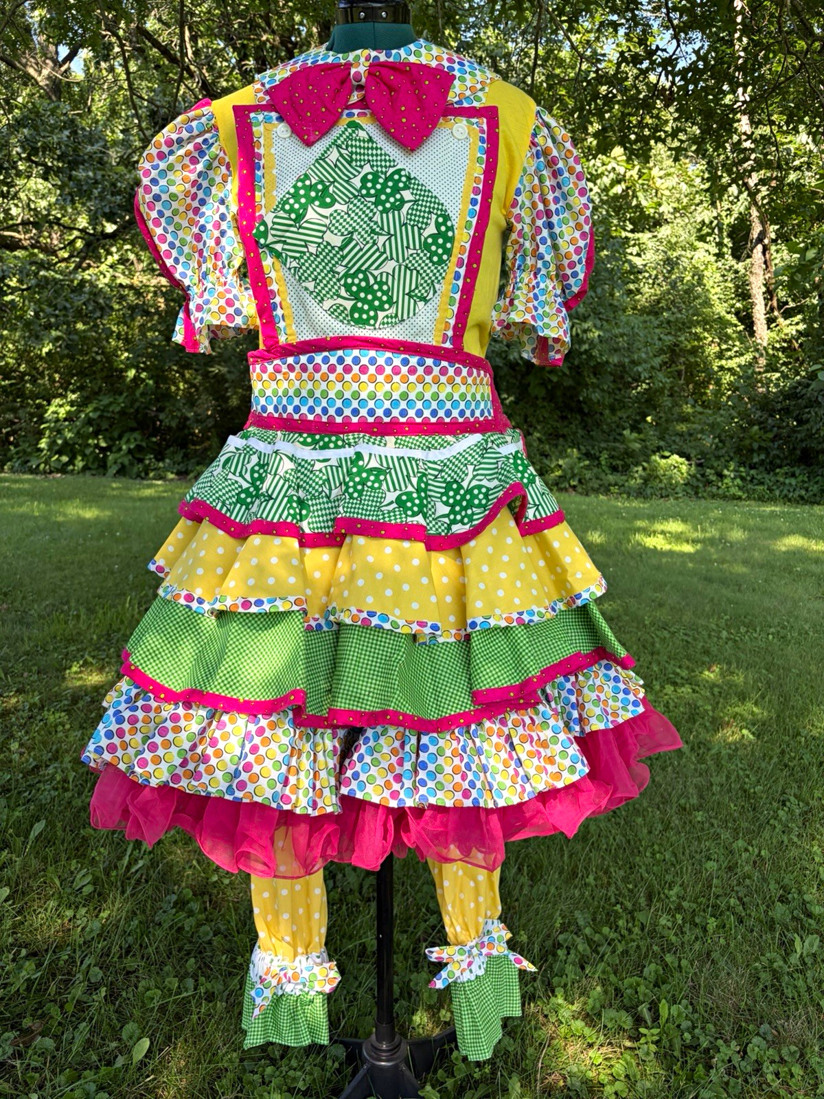 HANDMADE PROFESSIONAL RUFFLED WOMEN’S CLOWN COSTUME – FITS APPROX. SIZES 8–12