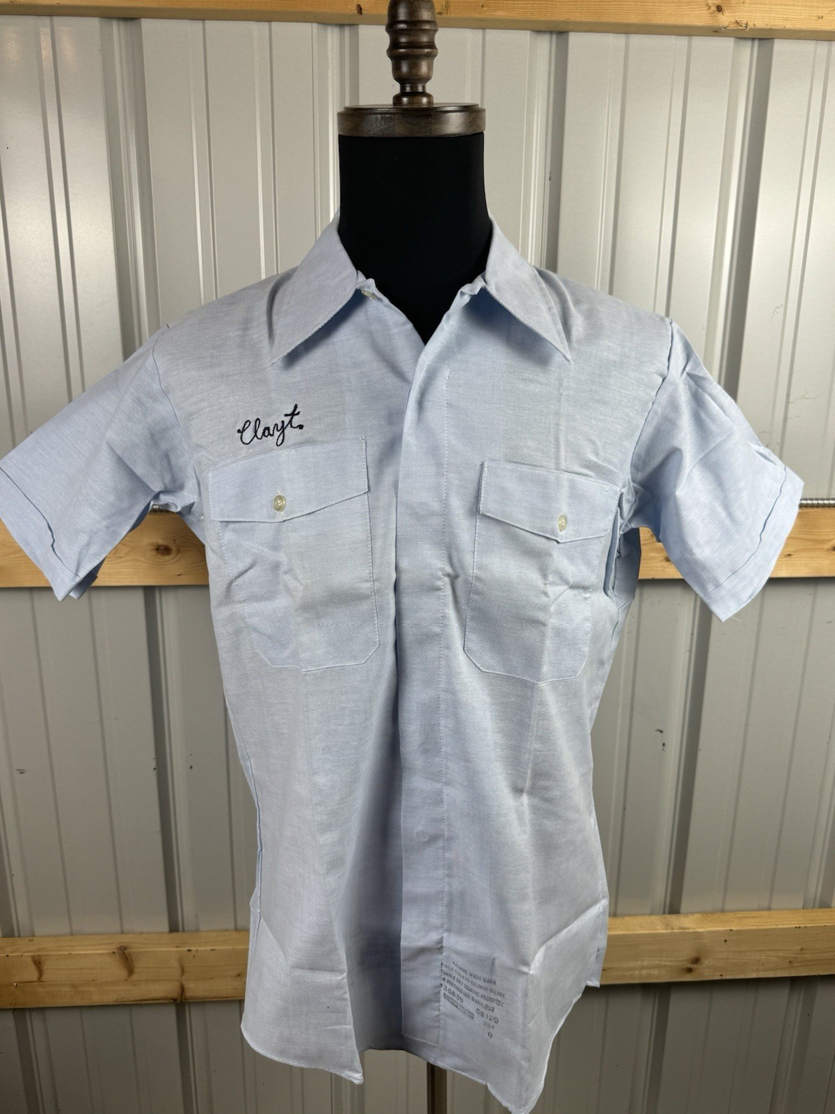 Vintage Mobil Pegasus Unitog Service Shirt Short Sleeve W Name Clayt Medium USA
