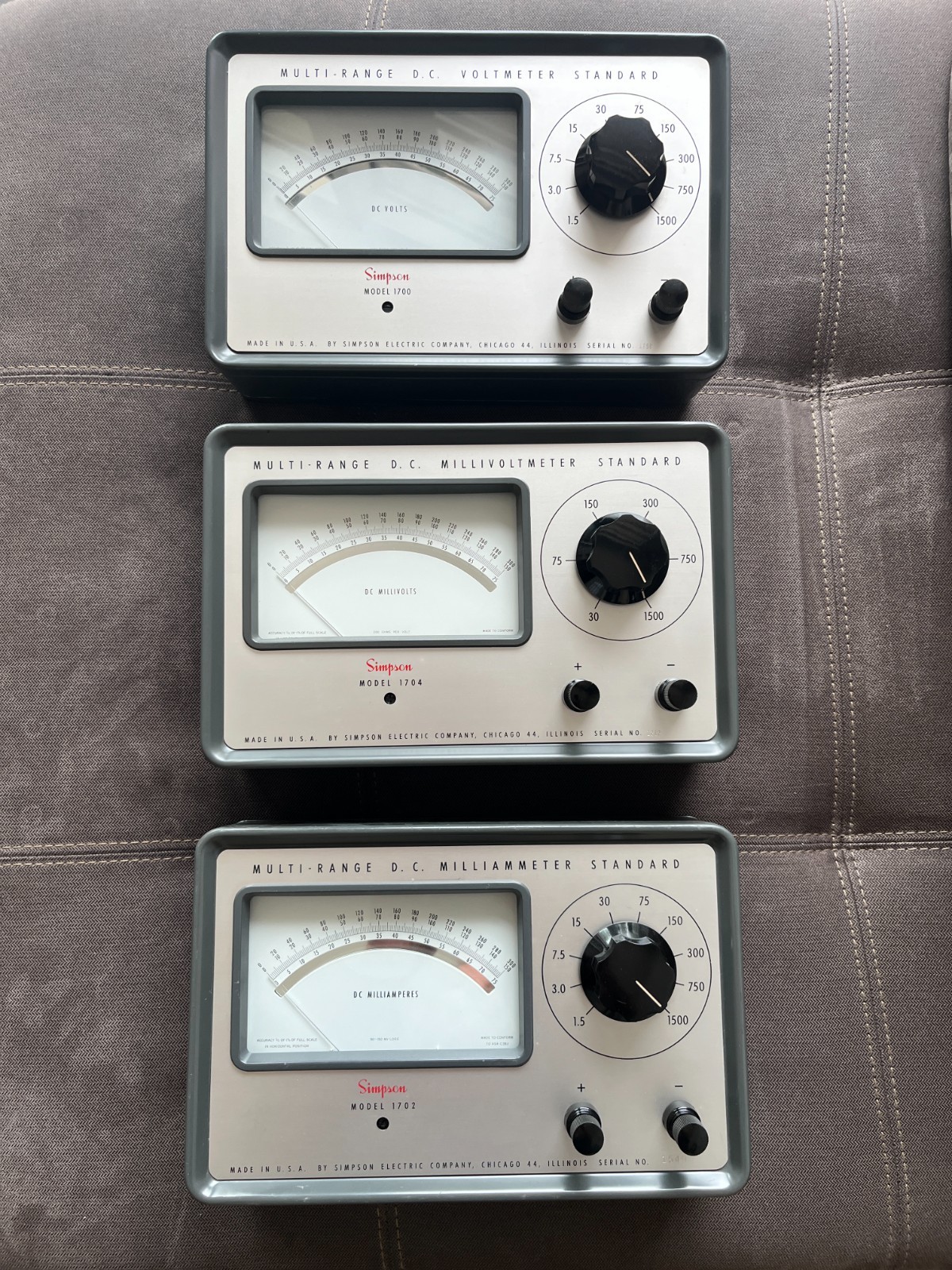 Vintage Rare Simpson Models 1700, 1702, 1704 Lab Grade Analog Reference Meters