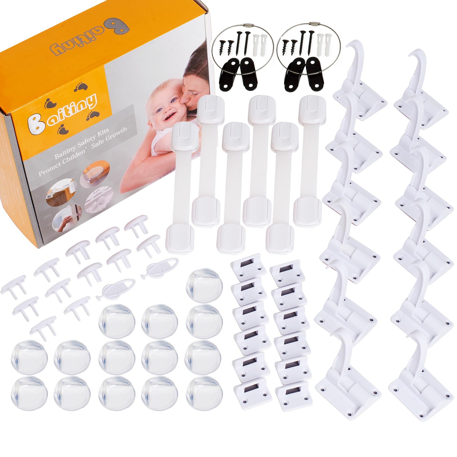 Baitiny Baby Proofing Kit 60 Packs- Child Proof Essentials Set Invisible Locks