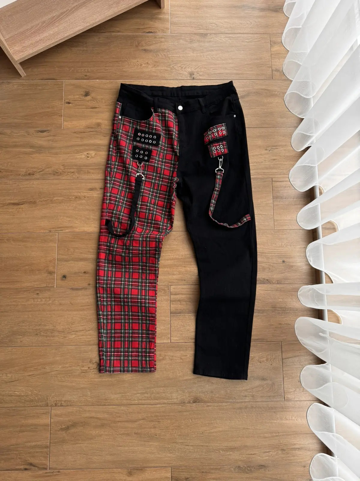 VTG Banned Red Gothicana Rock Tartan Bondage Pants