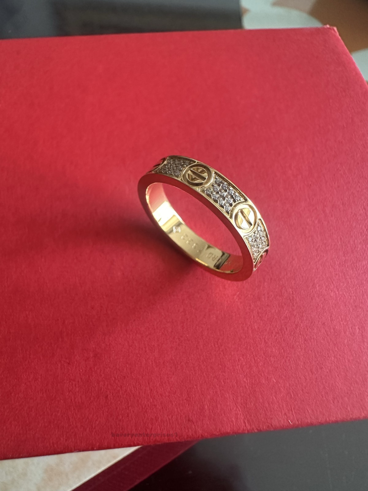 NEW 18K Yellow Gold Pavé Love Diamond Band RingCartleerSize 7 NEW 18K Yellow Gold Pavé Love Diamond Band RingCartleerSize 7
