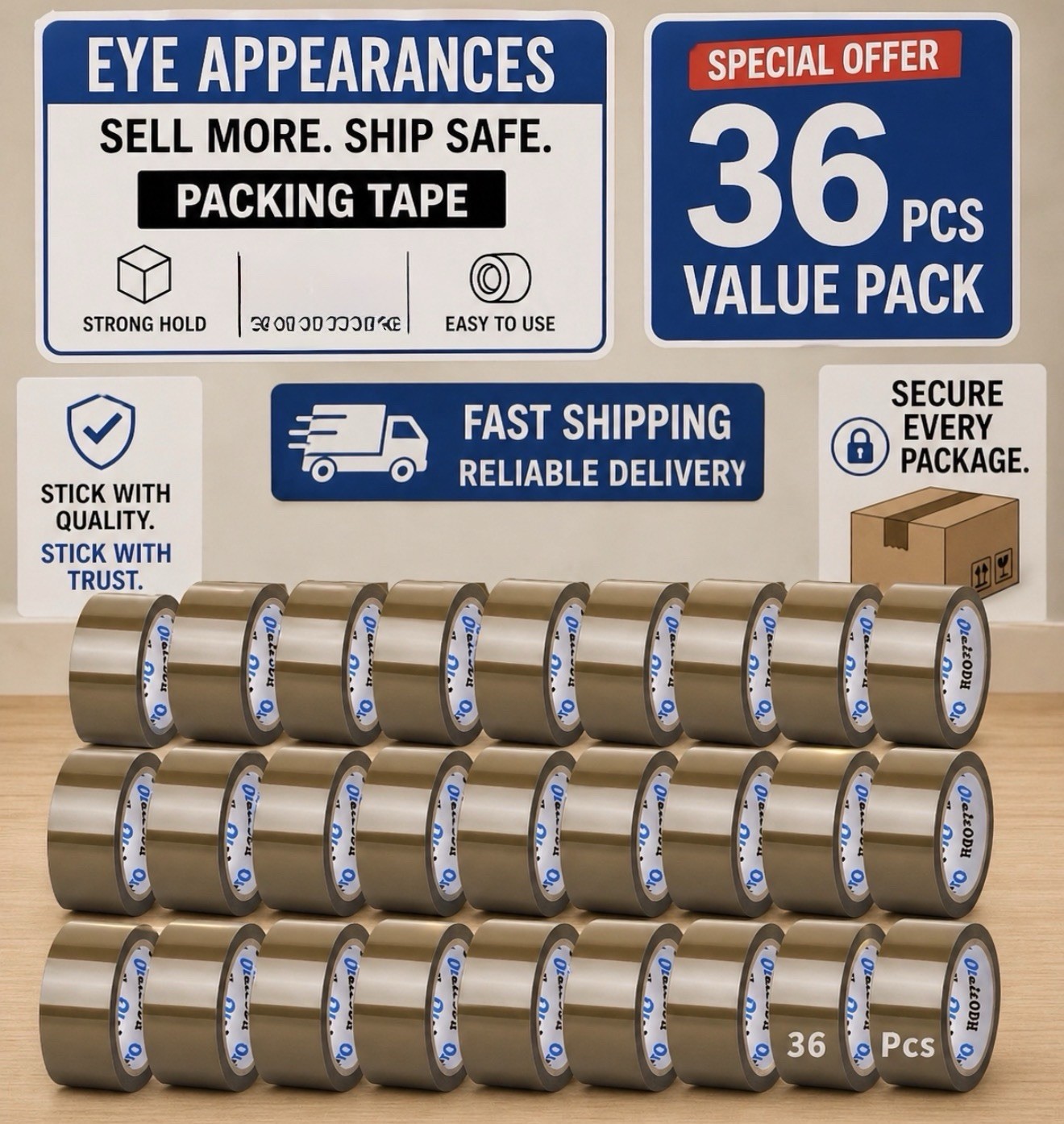36 Rolls Brown Shipping Packaging Box Packing Tape 2 mil 2 36 Rolls Brown Shipping Packaging Box Packing Tape 2 mil 2