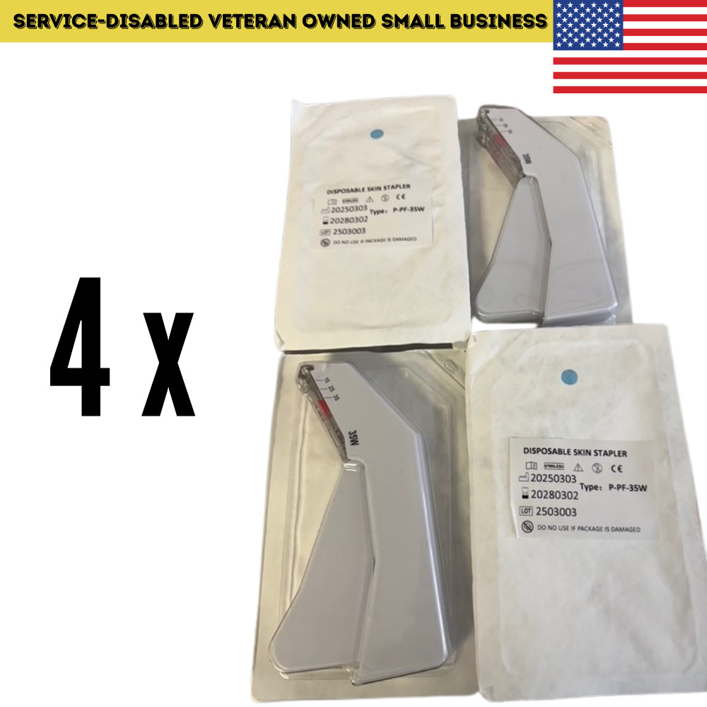 4 Pack- Skin Stapler 35W— Surgical Grade— STERILIZED (exp. 3/29) TCCC Combat Med