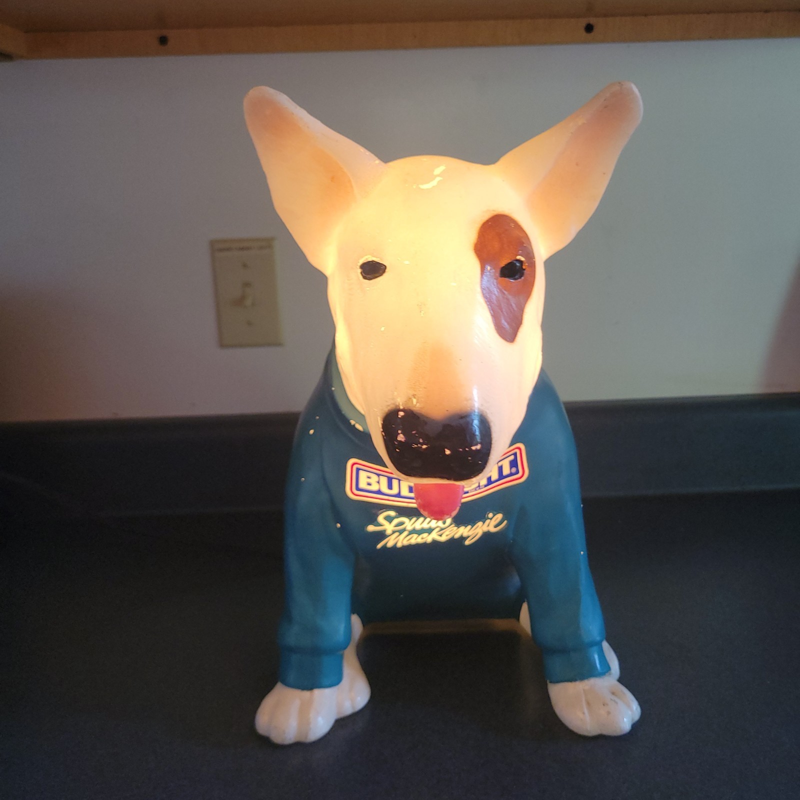 Vintage 1986 Bud Light Spuds MacKenzie Blow Mold Lighted Mancave Bar Lamp Works 