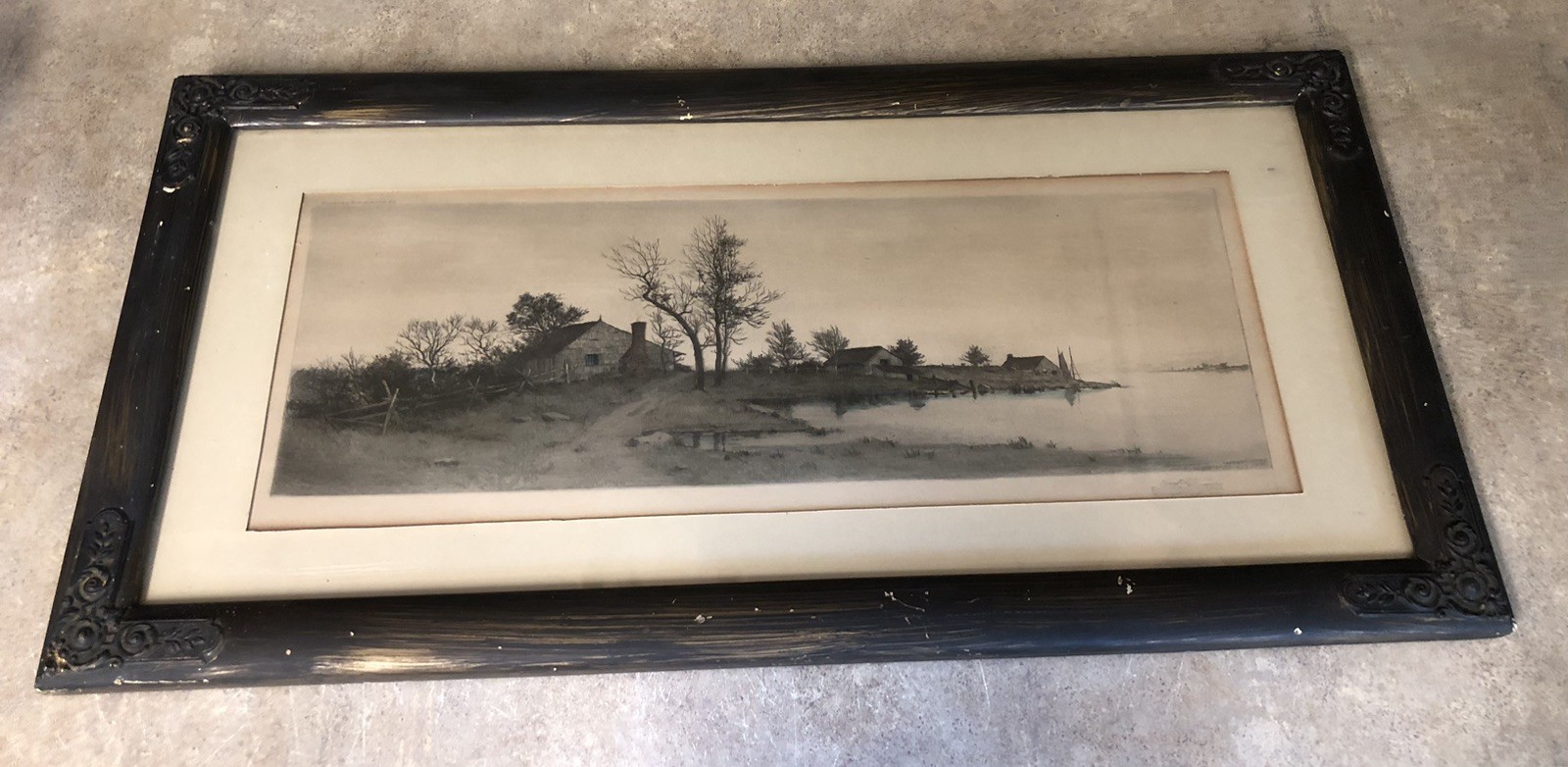 Antique 1894 Original Etching. E.L. Field. Edward Loyal Field Signed Framed