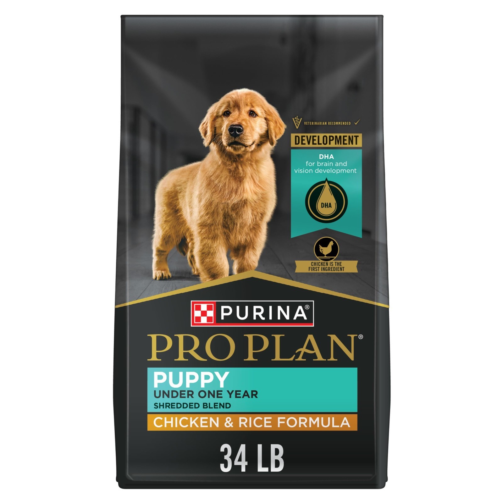 Purina Pro Plan High-Protein Puppy Food Shredded Blend Chicken and Rice, 34 lb